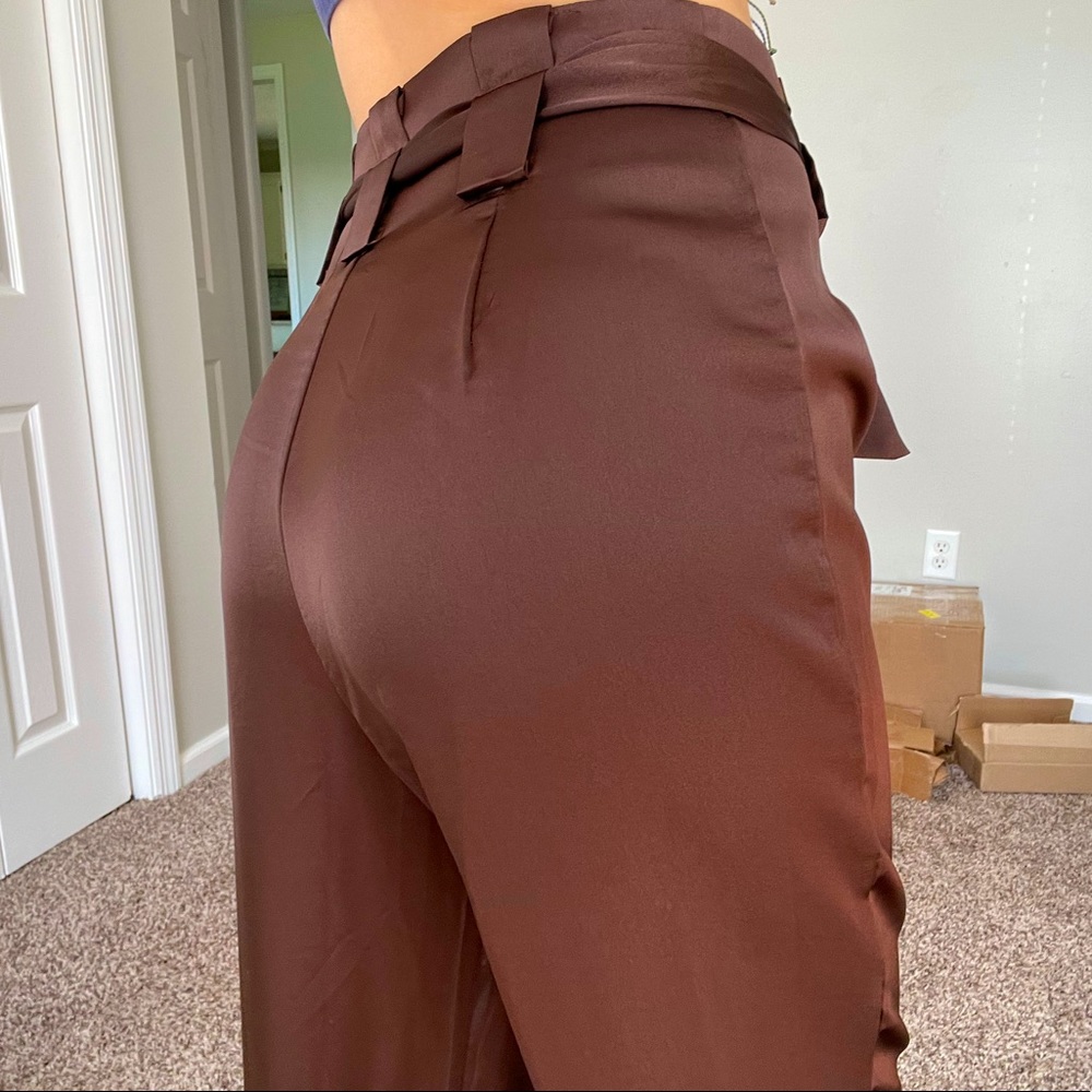 Pretty Little Thing Long Brown Tie Pants (HiWaist)